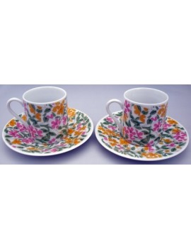 Set 2 tazas y 2 Platos Cafe Hojas