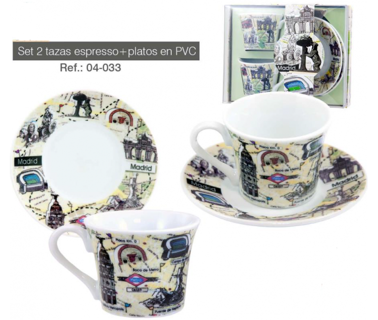 Set 2 cups and plates