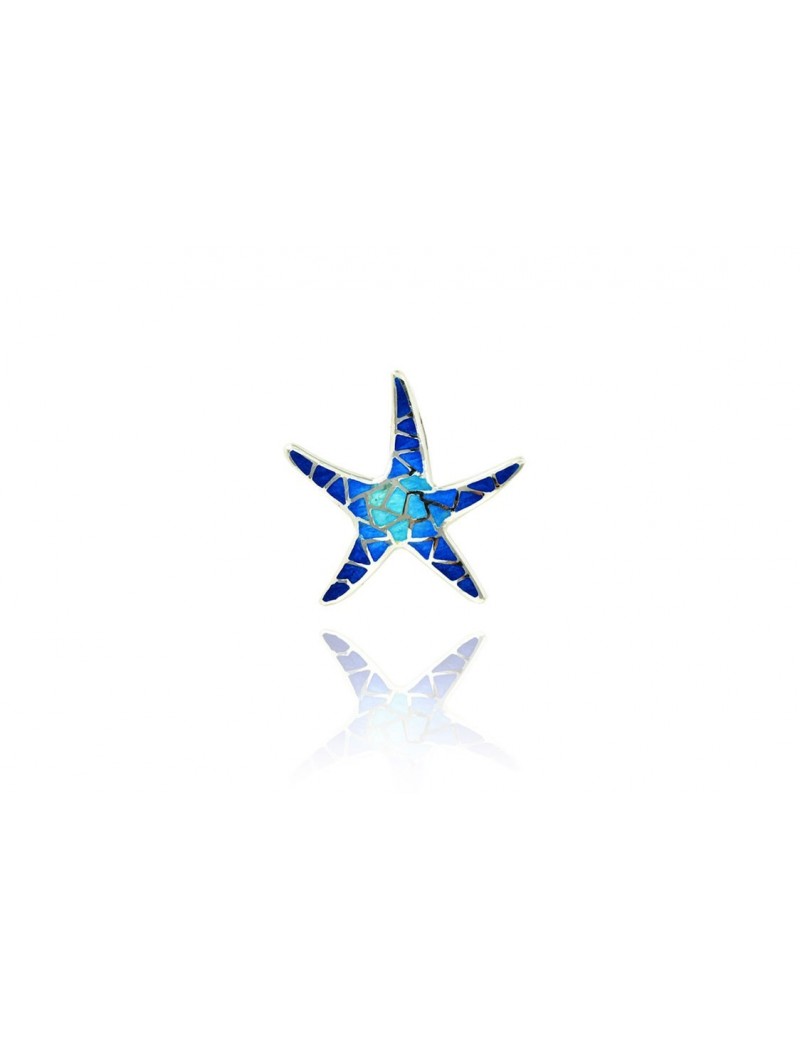 Silver Pendant Starfish Blue  