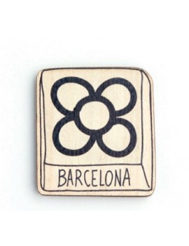 Barcelona Flower Wood Magnet