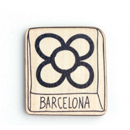 Barcelona Flower Wood Magnet
