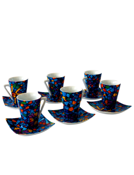 Set 6 Espresso Coffee Cups Dong Vitral