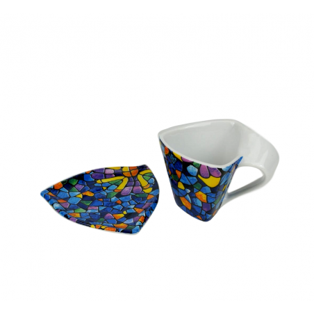 Triangular Cup with Saucer - Vitral