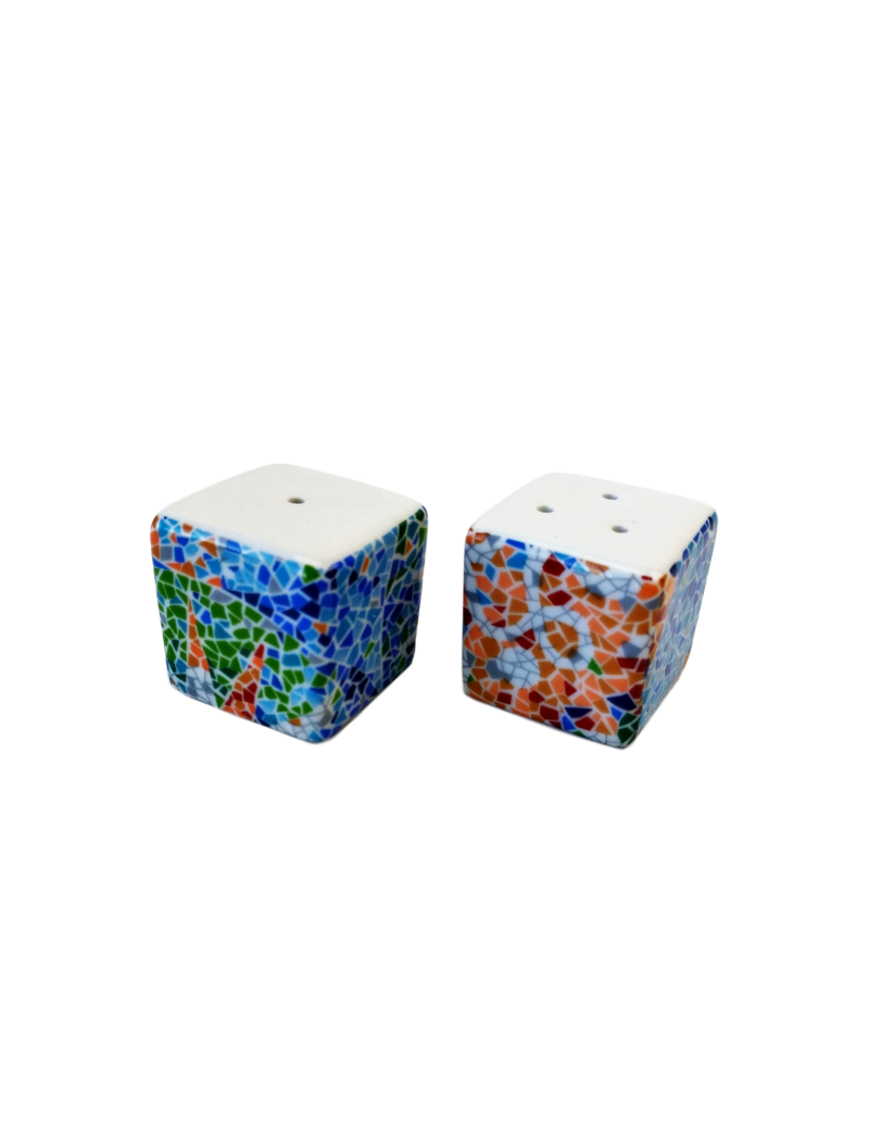 Salière et poivrière cube Trencadís Aurora