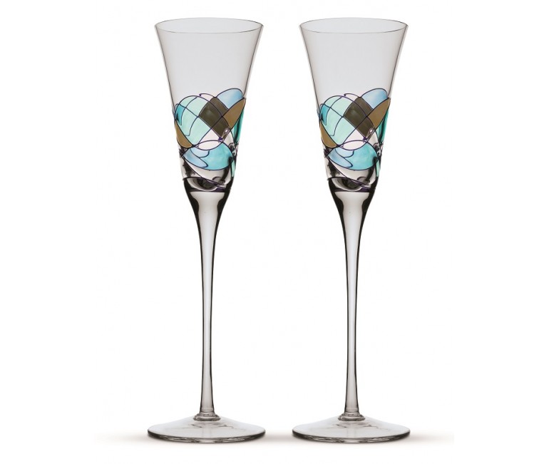 Deux verres champagne Gaudí Aqua