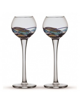 Two Grappa Glasses Gaudi Aqua