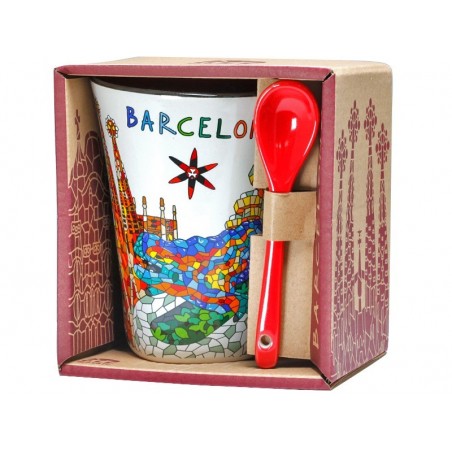 Mug with spoon Gaudi Barcelona