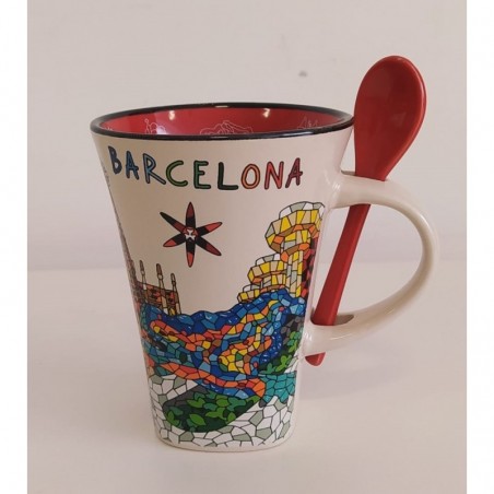 Mug with spoon Gaudi Barcelona