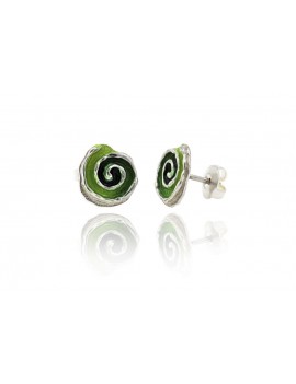 Boucles d'oreilles escargot trencadis vert Gaudí