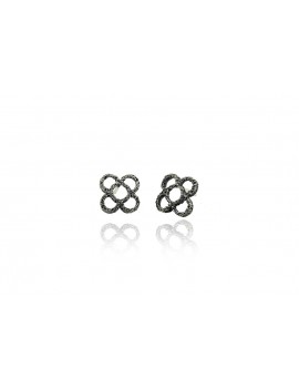 Boucles d'Oreilles Barcelone Panot Fleur Noir