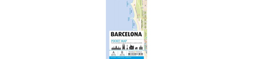 Maps, postcards and bookmarks Barcelona Gaudi